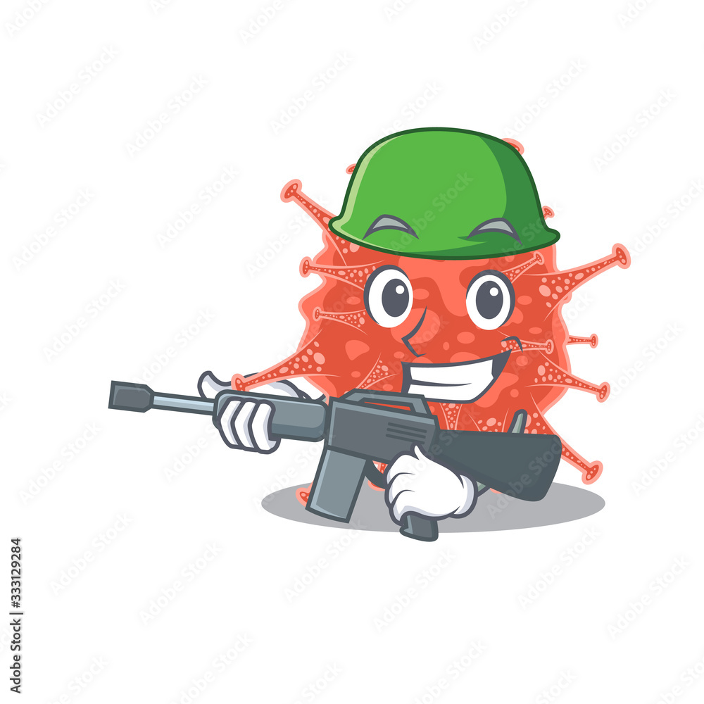Fototapeta premium A picture of orthocoronavirinae as an Army with machine gun