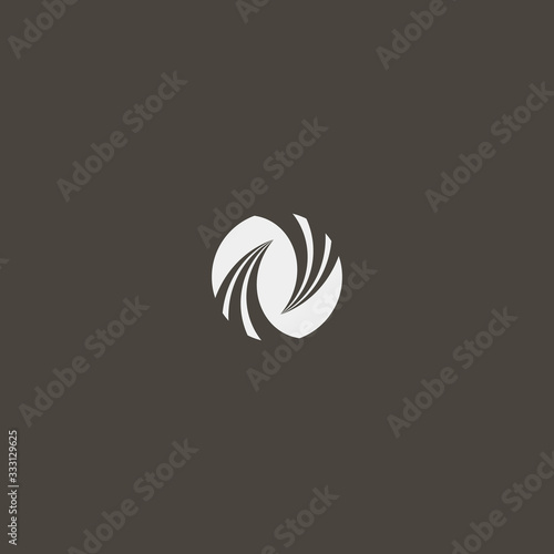 white sign on a black background. simple vector geometric negative space round sign of two twists directed at each other © George_Chairborn
