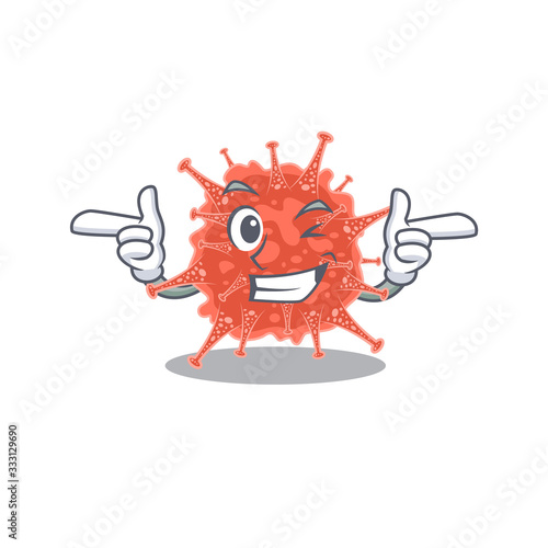 Smiley orthocoronavirinae cartoon design style showing wink eye © kongvector