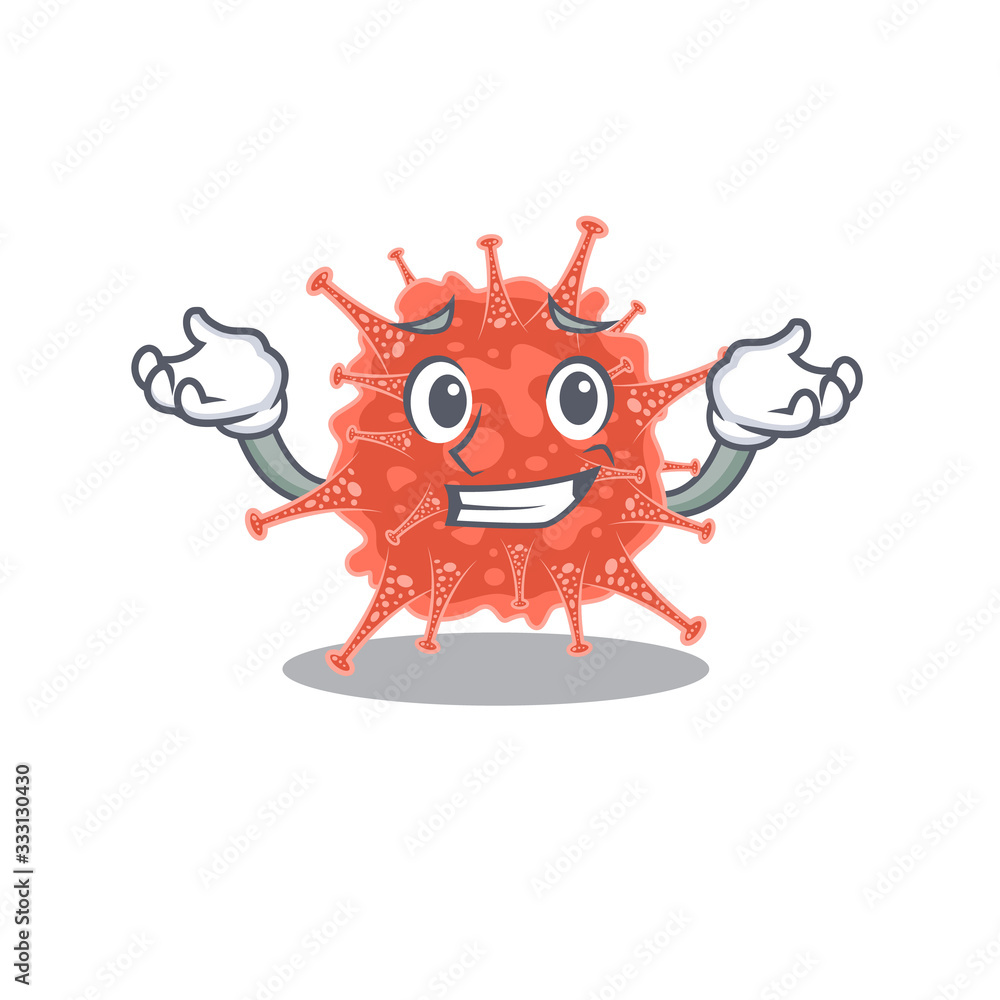 Naklejka premium Happy face of orthocoronavirinae mascot cartoon style