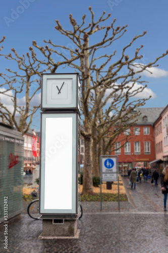 Blank billboard with copy space for your text message on the boulevard of the German city of Mainz