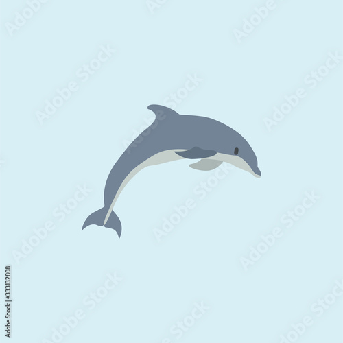 Cartoon dolphin. Cute Cartoon dolphin  Vector illustration on a blue background. Drawing for children.