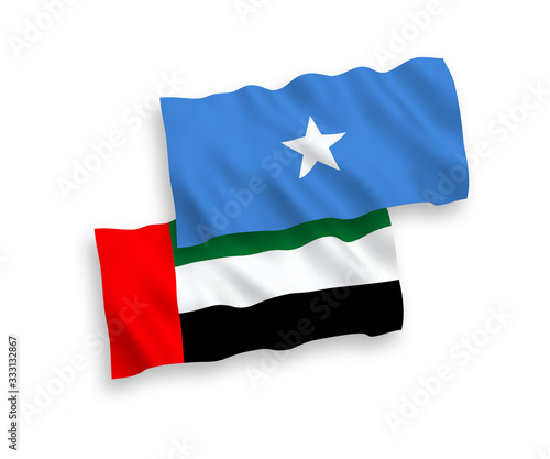 Flags of United Arab Emirates and Somalia on a white background