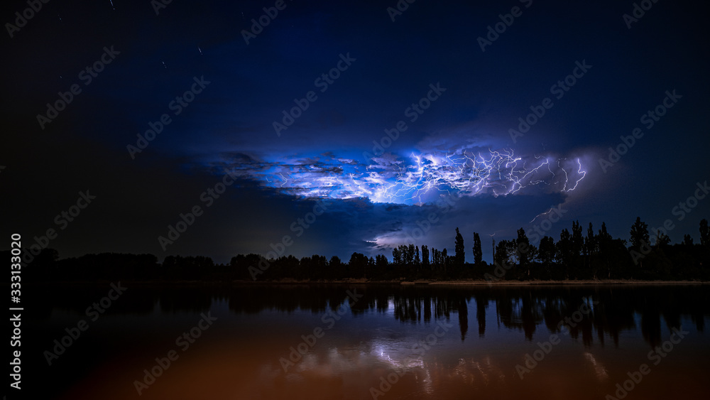 Lightning storm over water