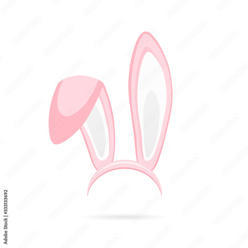 Easter bunny pink ears isolated on white background. Cartoon cute rabbit Headband for poster, banner or invitation cards. Vector illustration