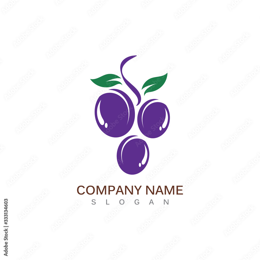 Grape fruit flat vector template icon illustration design Grape fruit flat vector template icon illustration design