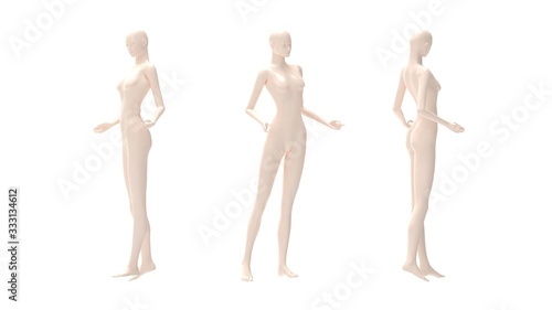 3D rendering of a mannequin person fashion model isolated