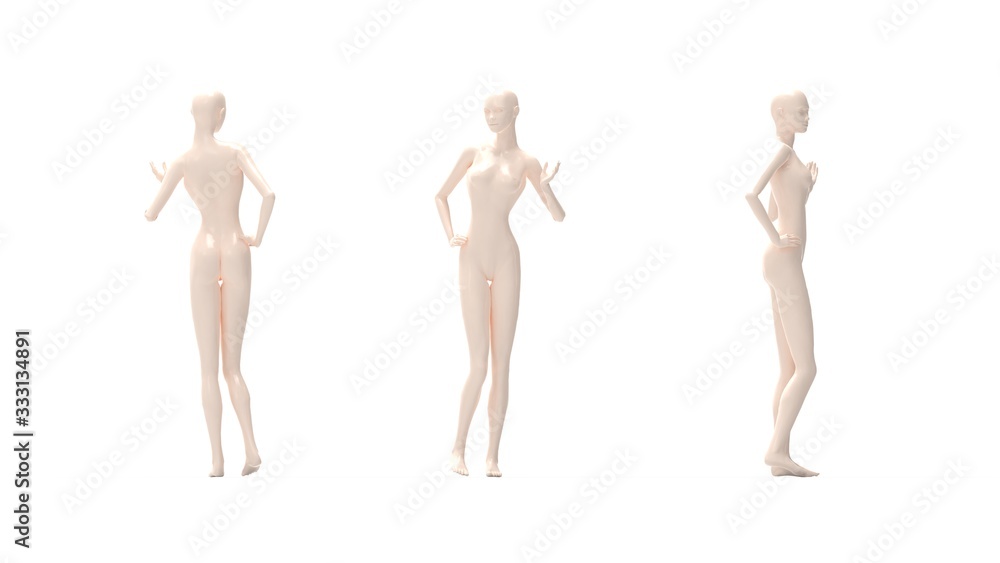 3D rendering of a mannequin person fashion model isolated 3D rendering of a mannequin person fashion model isolated