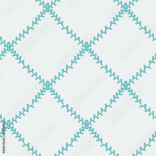 Diamond shaped grid with stitching seamless vector pattern in light colors. Unisex surface print design. Fora backgrounds, textures, fabric, stationery and packaging.
