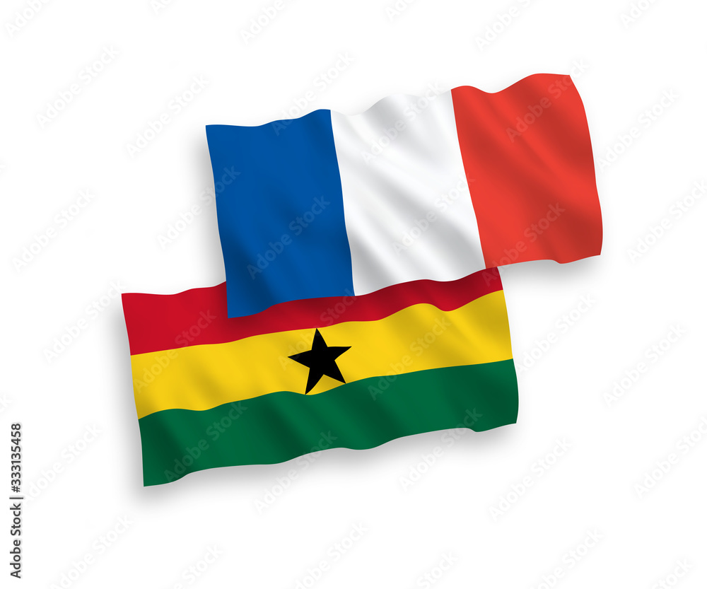 Obraz premium Flags of France and Ghana on a white background