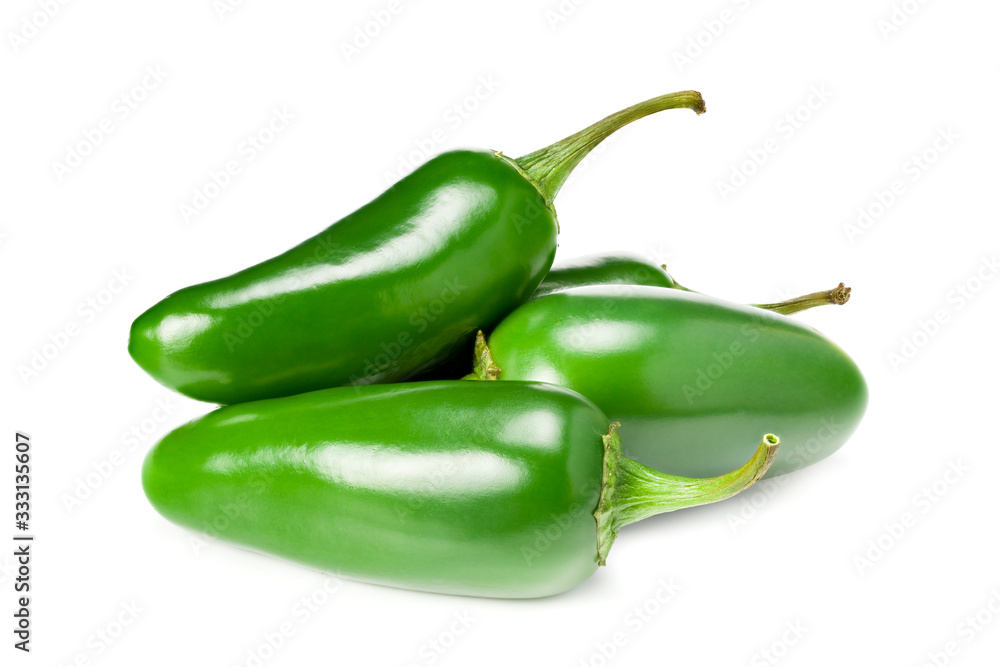jalapeno peppers isolated on white background. Green chili pepper. Capsicum annuum jalapeno peppers isolated on white background. Green chili pepper. Capsicum annuum