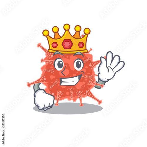 The Royal King of orthocoronavirinae cartoon character design with crown © kongvector