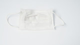 White Disposable Ear- loop face mask on white background.