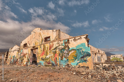 Abandoned coastal town in Tenerife  Canary Islands  Spain