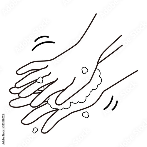 正しい手洗いの手順　３.掌で手の甲をこする