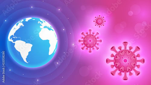 Coronavirus COVID-19. Coronavirus outbreak and coronaviruses influenza background. COVID-19 Virus. Virus attack on earth. Vector Illustration.