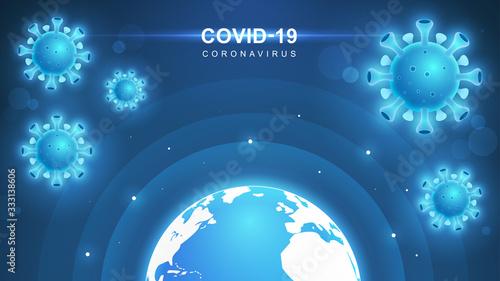 Coronavirus COVID-19. Coronavirus outbreak and coronaviruses influenza background. COVID-19 Virus. Virus attack on earth. Vector Illustration.