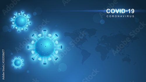 Coronavirus COVID-19. Coronavirus outbreak and coronaviruses influenza background. COVID-19 Virus. Virus attack on earth. Vector Illustration.