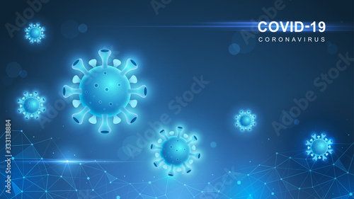 Coronavirus COVID-19. Coronavirus outbreak and coronaviruses influenza background. COVID-19 Virus. Virus attack on earth. Vector Illustration.