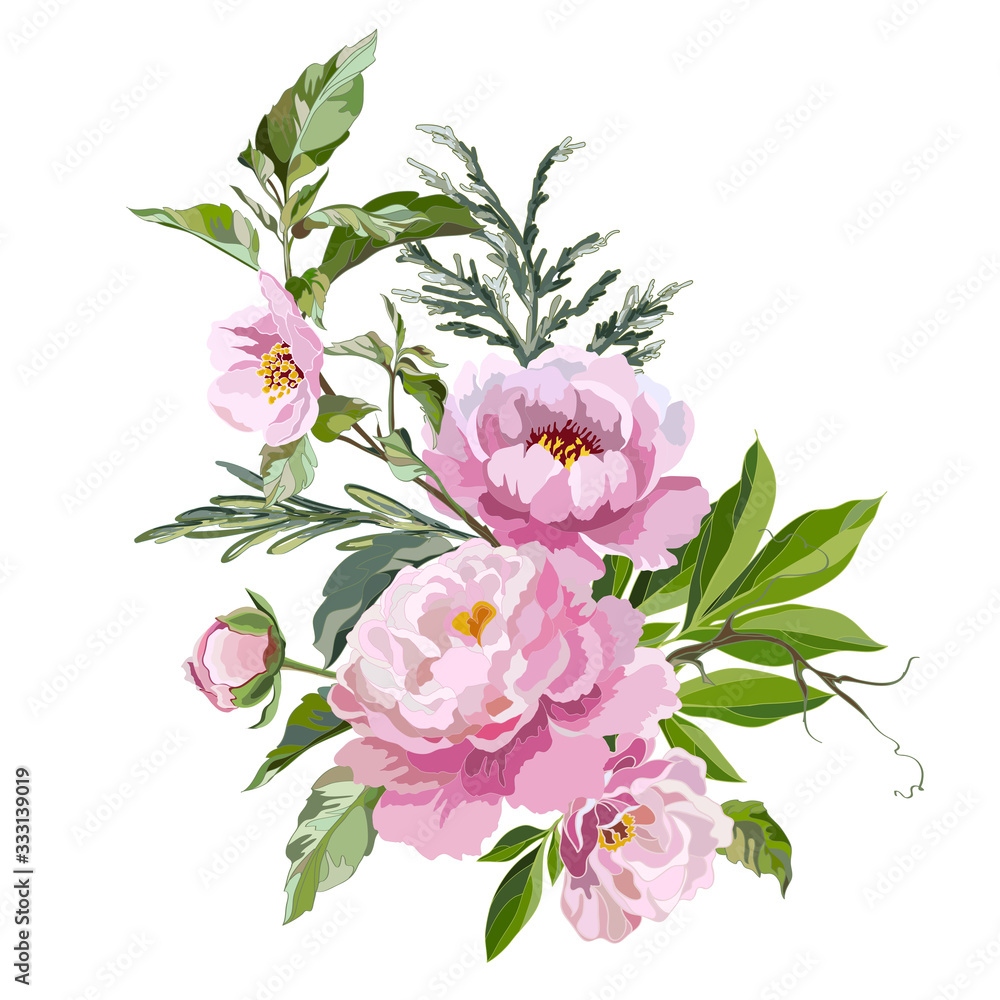 peonies with grass peonies with grass