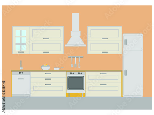 kitchen sketch on white background