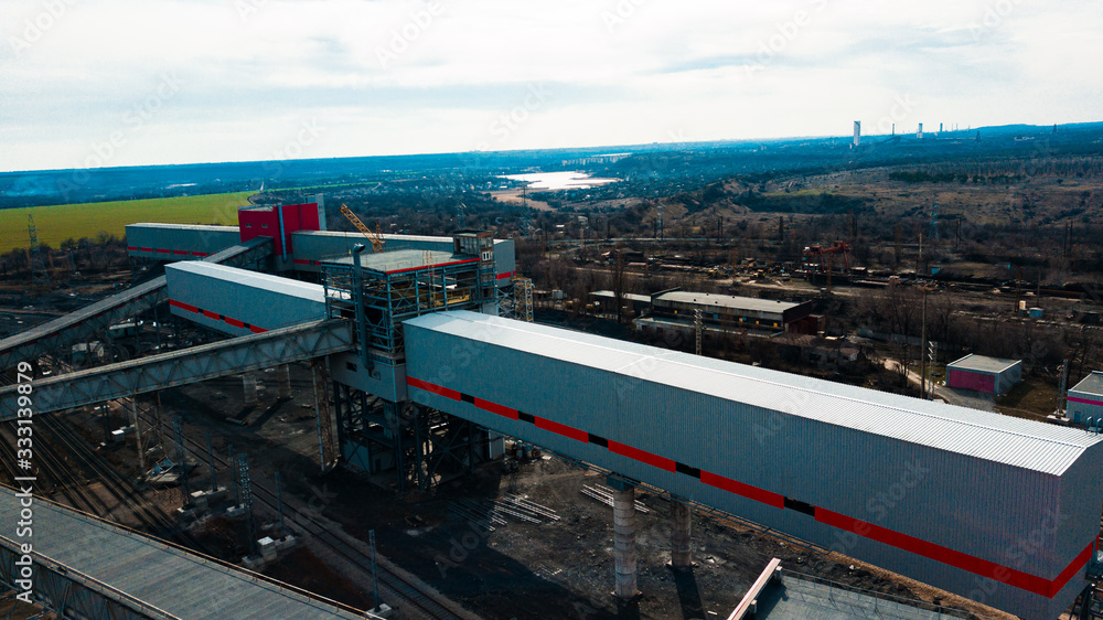 Fototapeta premium Plant metallurgy mining and processing factory aerial view