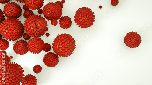 three-dimensional model of the virus on a white background. coronavirus epidemic concept. 3d render. illustration