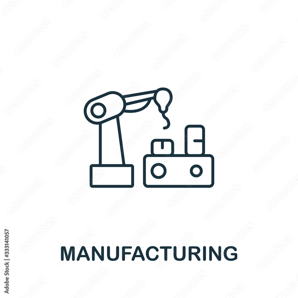 Manufacturing icon from industry 4.0 collection. Simple line element Manufacturing symbol for templates, web design and infographics Manufacturing icon from industry 4.0 collection. Simple line element Manufacturing symbol for templates, web design and infographics