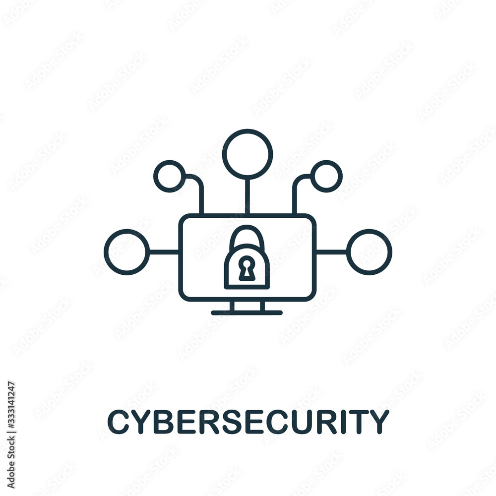 Cybersecurity icon from industry 4.0 collection. Simple line element Cybersecurity symbol for templates, web design and infographics Cybersecurity icon from industry 4.0 collection. Simple line element Cybersecurity symbol for templates, web design and infographics