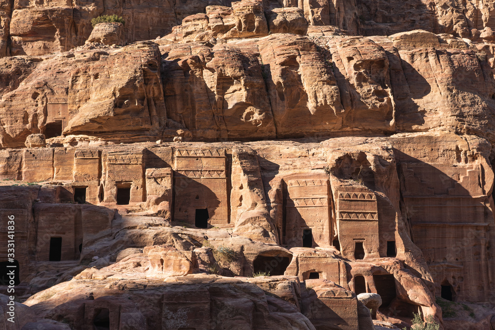 Street of Facades in Petra ruin and ancient city, Jordan, Arab