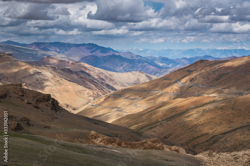 Manali Leh highway with Himalaya mountains landscape in summer season  Leh Ladakh  north India