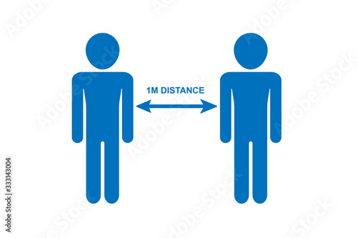 Social Distancing icon,Keep distance sign. Coronovirus epidemic protective equipment. Preventive measures. Steps to protect yourself. Keep the 1 meter distance. blue version