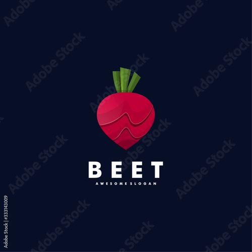 Vector Logo Illustration Beet Color Style.