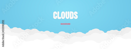 Vector abstract background composed of white paper clouds over blue sky