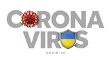 Ukraine coronavirus concept with microbe and shield. 3D Render