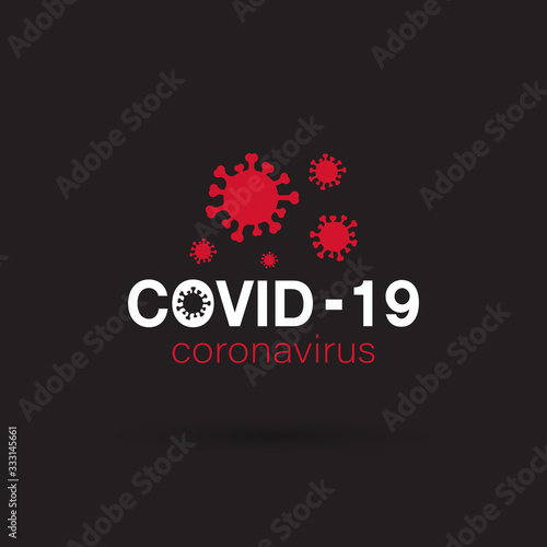 Vector of Covid-19 Coronavirus concept on black background. Novel coronavirus outbreak. Covid-19 Icons or logos. Easy editable layered vector illustration.