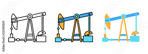 oil rig icon set isolated on white background for web design