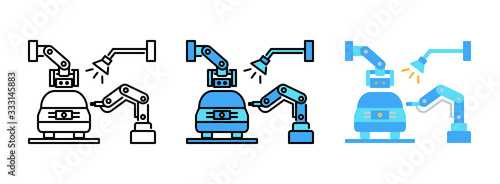mechanical arm icon set isolated on white background for web design