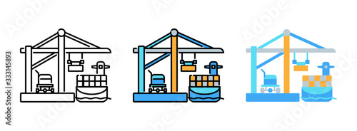 terminal port icon set isolated on white background for web design
