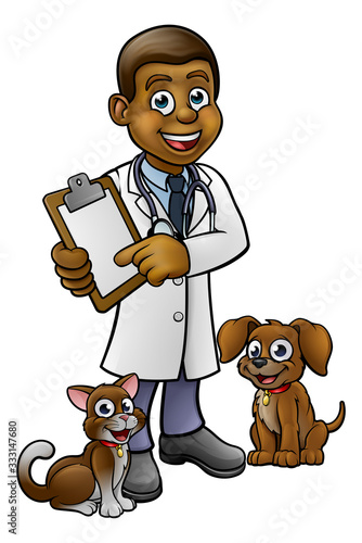 A vet cartoon character wit...