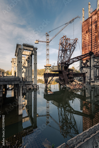 Abandoned construction site of block 5 and 6 of the Chernobyl nuclear power plant photo