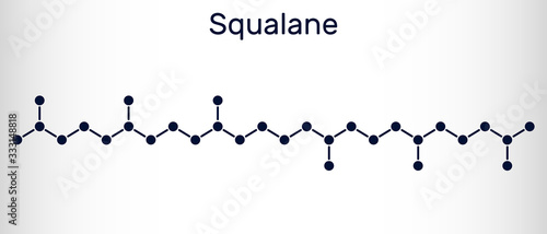 Squalane molecule. It is used in cosmetics as emollient and moisturizer Structural chemical formula