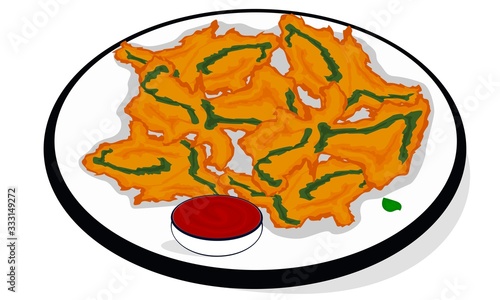 Palak Pakora indian snacks Vector