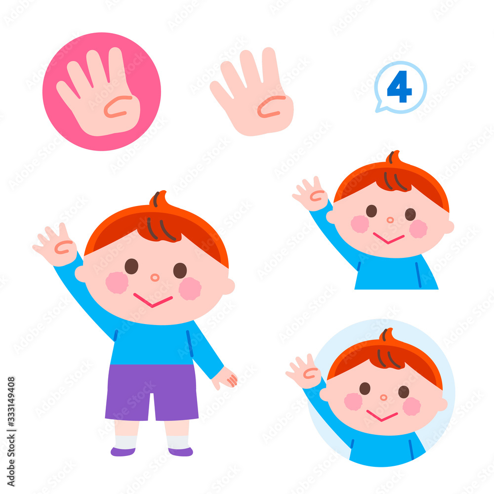 Hand sign illustration Set Vector Cute Boy Hand sign illustration Set Vector Cute Boy