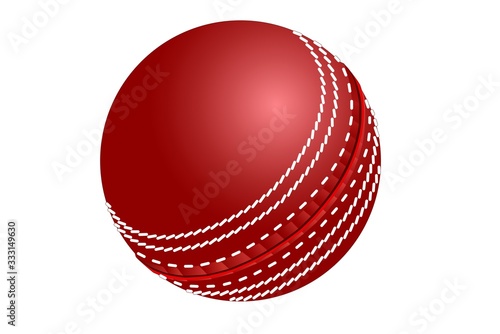 3d illustration of red cricket ball isolated on white.