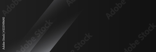 Black wide banner background with light layered 3d stripe line
