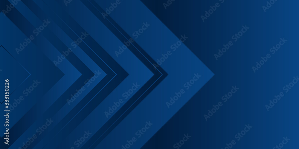 Obraz premium Minimal geometric arrow blue background. Dynamic blue shapes composition with orange lines. Abstract background modern hipster futuristic graphic. Vector abstract background texture design