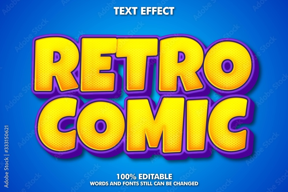 Obraz premium Editable text effect, retro cartoon typography