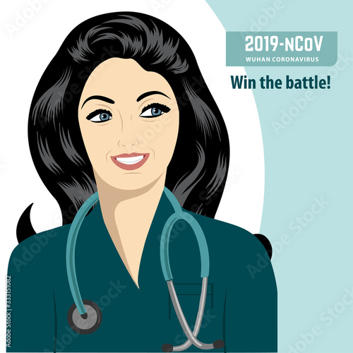 Happy doctor who defeated in the battle with coronavirus. Covid-19. Vector.