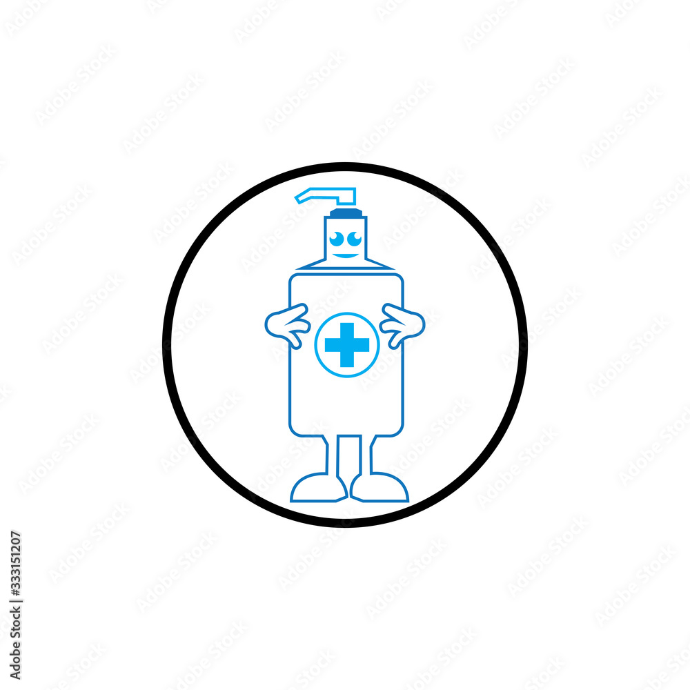 Antibacterial hand sanitizer, disinfection icon in flat design isolated Antibacterial hand sanitizer, disinfection icon in flat design isolated